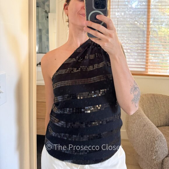 Y2K MODA International One Sleeve Knit Sequin Tank (M) - Picture 1 of 3